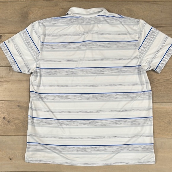 Callaway Men's Space Dye Stripe White and Blue Golf Polo Shirt Opti Dri - Picture 11 of 13